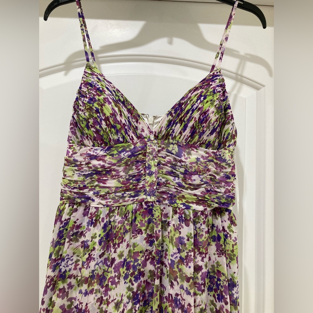 Aidan Mattox Purple and Green Floral Maxi Dress - Picture 7 of 8